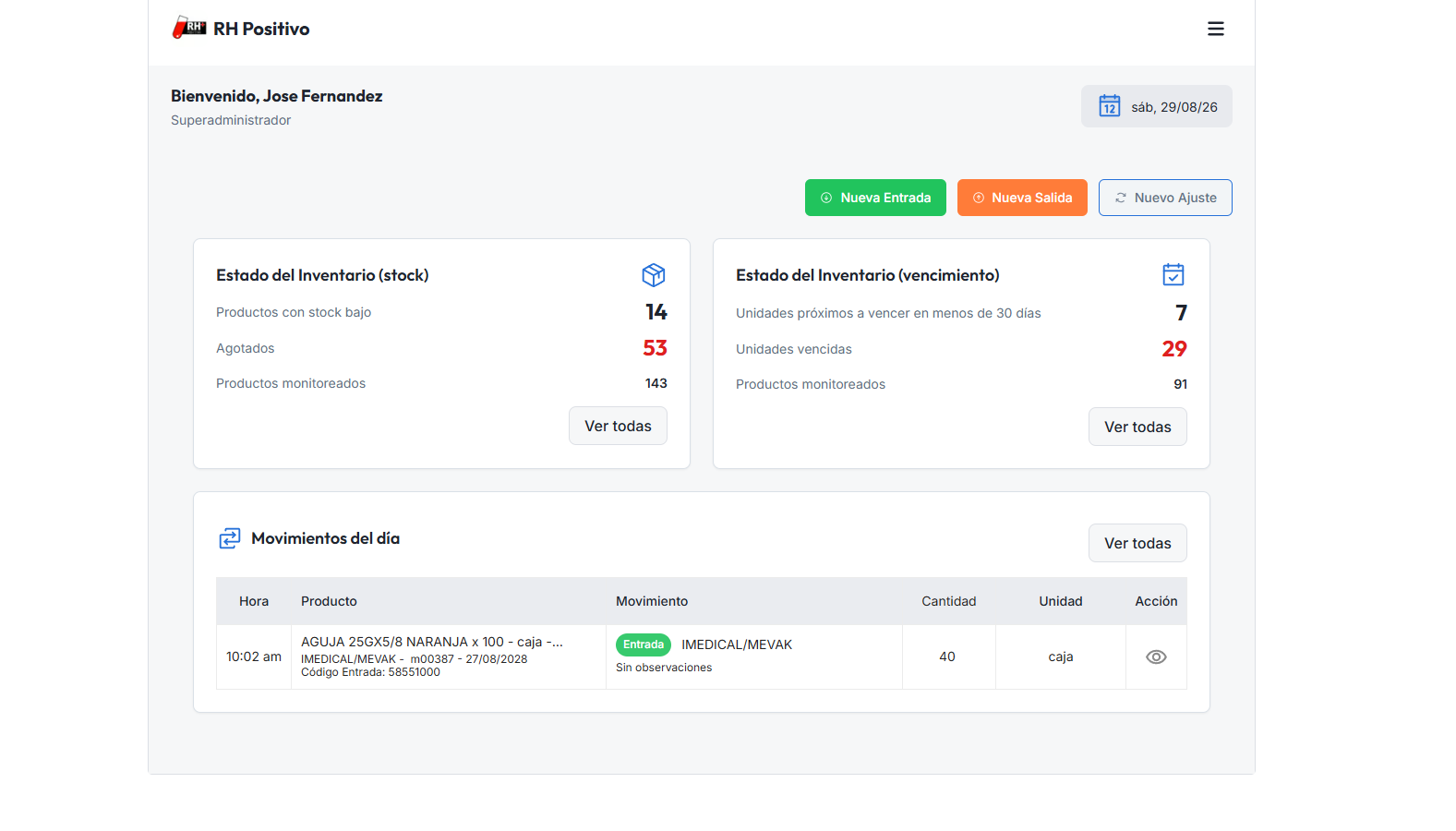 Captura de Gestión inteligente de inventario